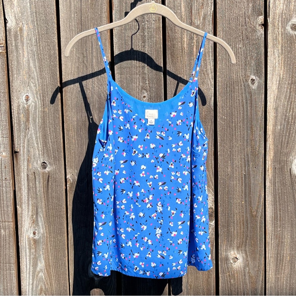 a new day Blue Floral Spaghetti Strap Camisole